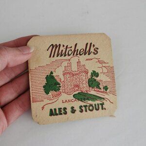 Vintage Mitchell's Ale Coaster Lancaster Stout Castle Beer Mat 2-Side Breweriana